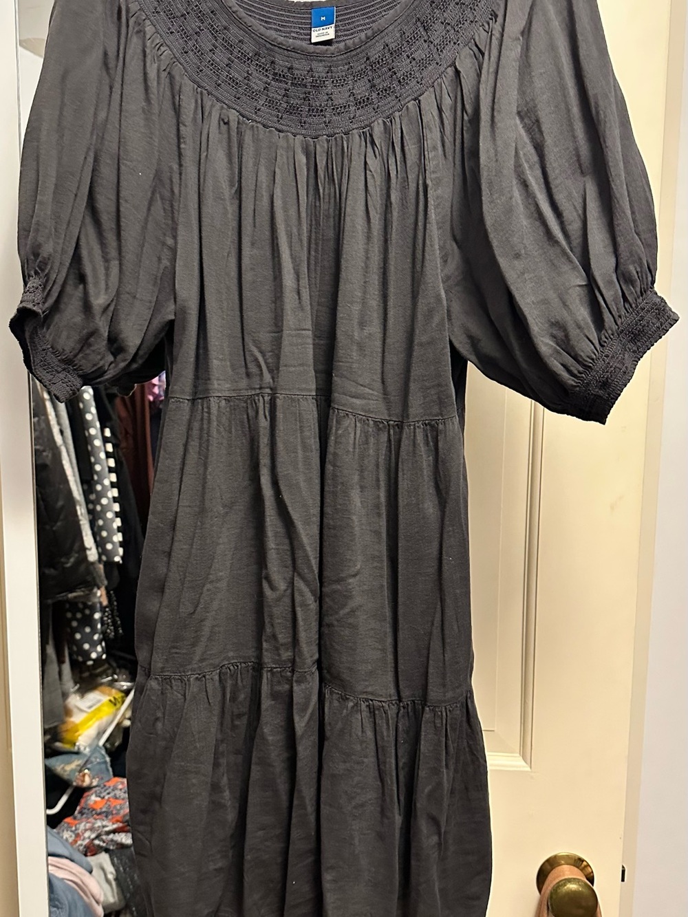Old Navy Black Mini Dress with Smocked Yoke